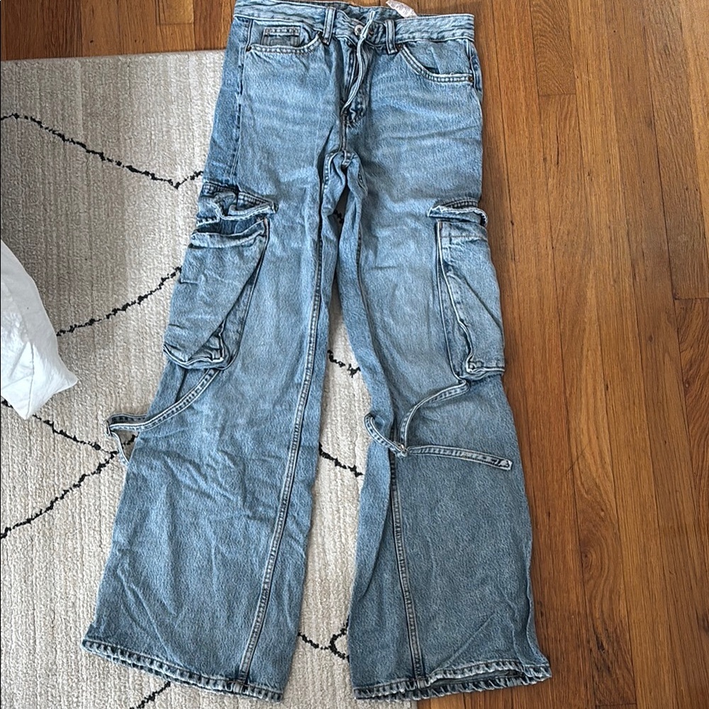 Women's Blue Cargo Jeans